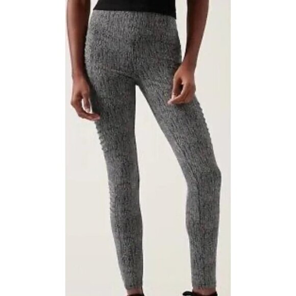 Athleta Pants - Athleta Delancey Textured Moto Tight S Black White Pull On Legging Zip Pockets